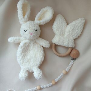 zestaw handmade przytulanka, zawieszka do smoczka rękodzieło